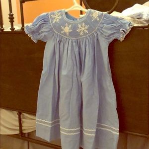 Baby blue Christmas smocking dress